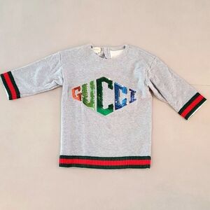 New Gucci Kids Sequin Embroidery Logo Sweater